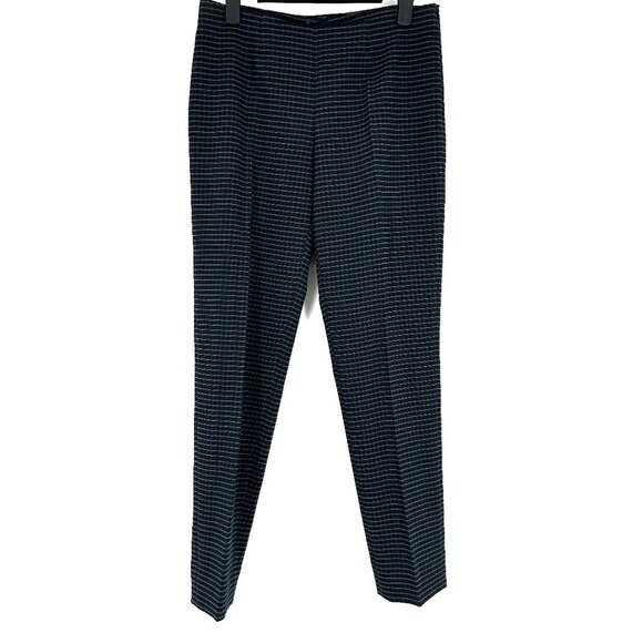 NWT Piazza Sempione Emanuela Straight Leg Ankle Pant Trousers Navy/Green Plaid 4 - Picture 1 of 11